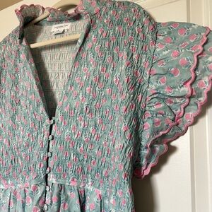 Chic Soul Mint Dress with Pink Floral Print